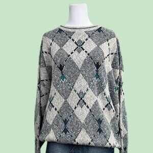 vintage 90s argyle preppy indie skater knit sweater
